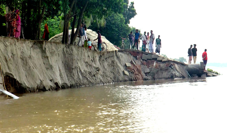 বাড়ছে পানি, ভাঙছে নদীর পাড়