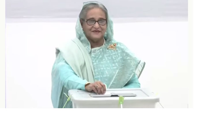 PM casts vote at Dhaka City College