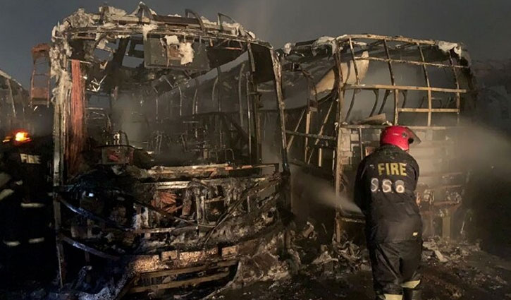 14 buses gutted in Demra garage fire