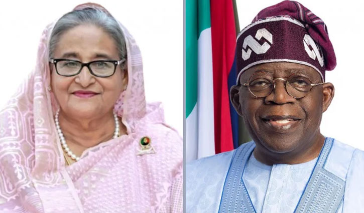 Nigerian President greets Sheikh Hasina