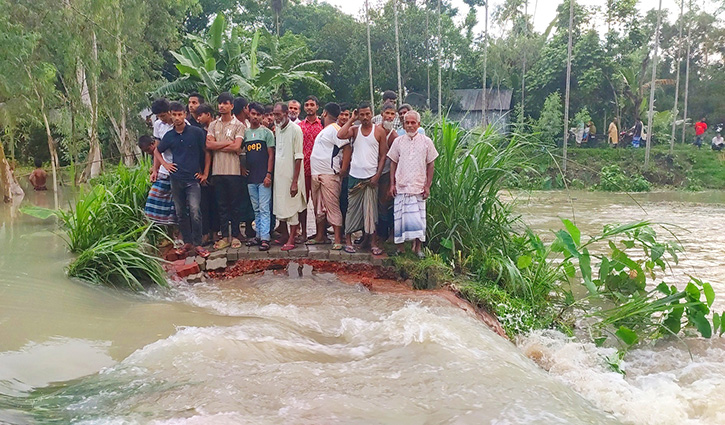 টাঙ্গাইলে পানির স্রোতে ভাঙল নতুন রাস্তা, দুর্ভোগ হাজারো মানুষের