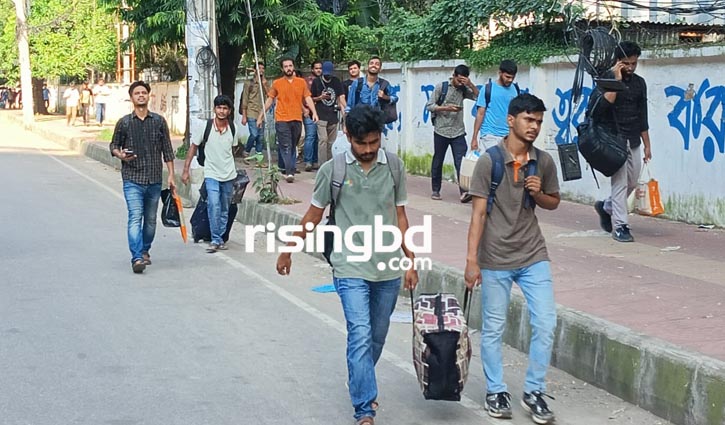 Students leaving DU residential halls  