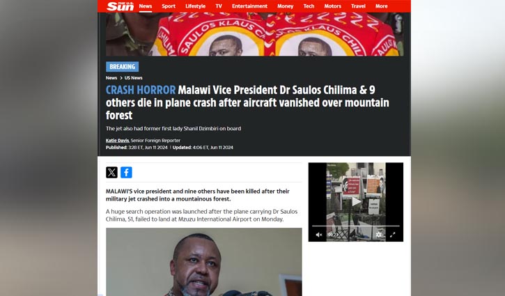 Malawi’s vice president, 9 others killed in plane crash 