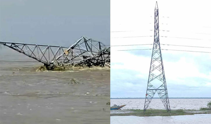 পদ্মায় ভেঙে পড়লো জাতীয় গ্রিডের বিদ্যুতের টাওয়ার 